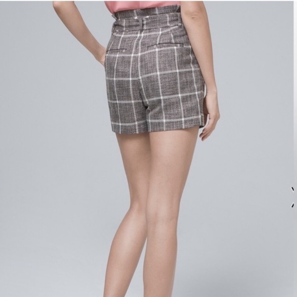 NWOT WHBM 5” Short Plaid High Waisted Luxe Shorts - Picture 4 of 11
